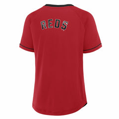 Cincinnati Reds Women's Cooperstown Collection League Diva Raglan V-Neck T-Shirt - Red