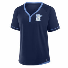 Minnesota Twins Women's Cooperstown Collection League Diva Raglan V-Neck T-Shirt - Navy