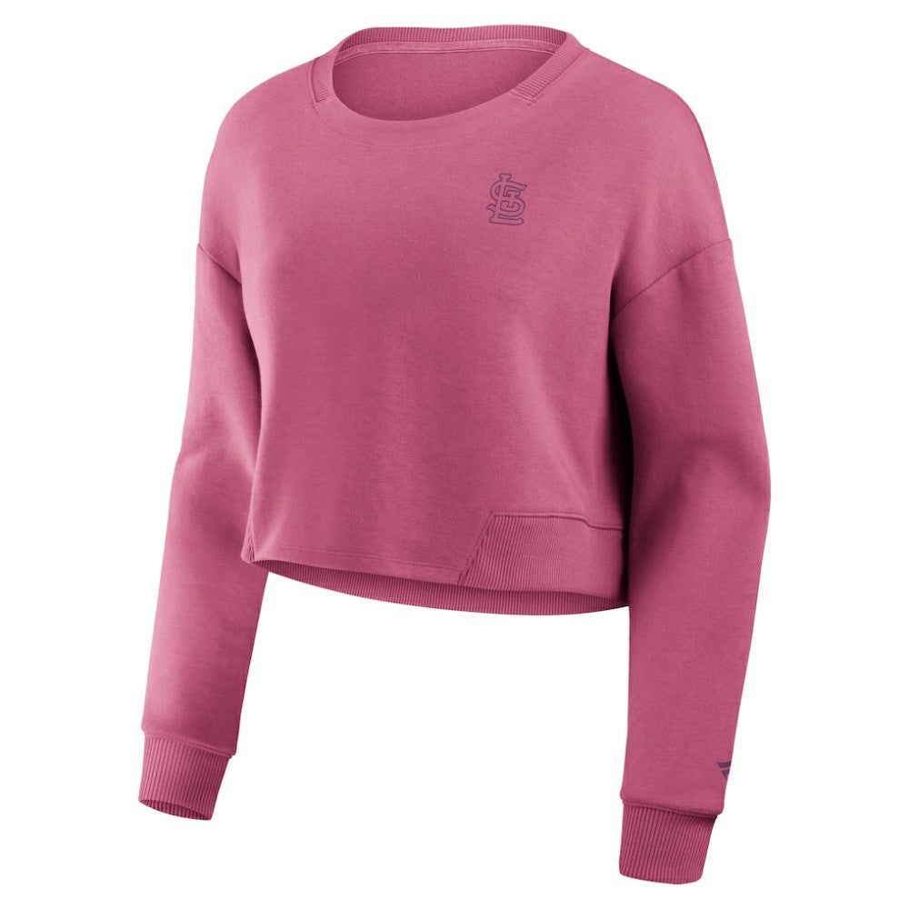 St. Louis Cardinals Women's Studio Cropped Pullover Sweatshirt - Pink