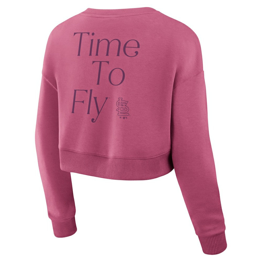 St. Louis Cardinals Women's Studio Cropped Pullover Sweatshirt - Pink