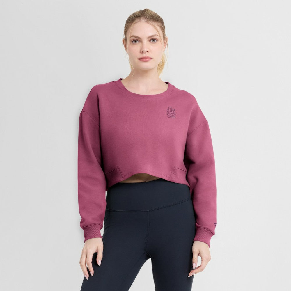 St. Louis Cardinals Women's Studio Cropped Pullover Sweatshirt - Pink