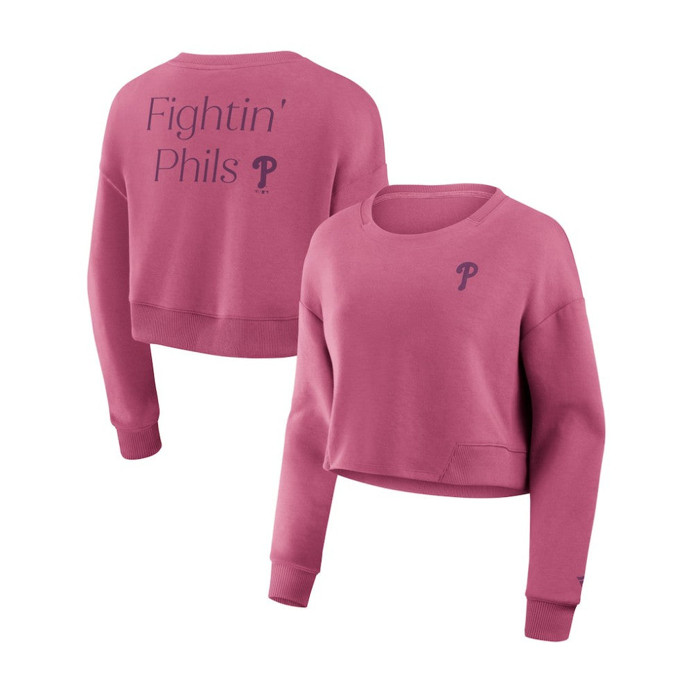 Philadelphia Phillies Women's Studio Cropped Pullover Sweatshirt - Pink