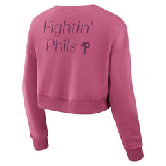 Philadelphia Phillies Women's Studio Cropped Pullover Sweatshirt - Pink