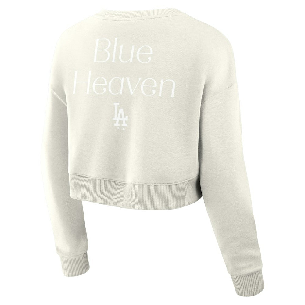 Los Angeles Dodgers Women's Studio Cropped Pullover Sweatshirt - Cream