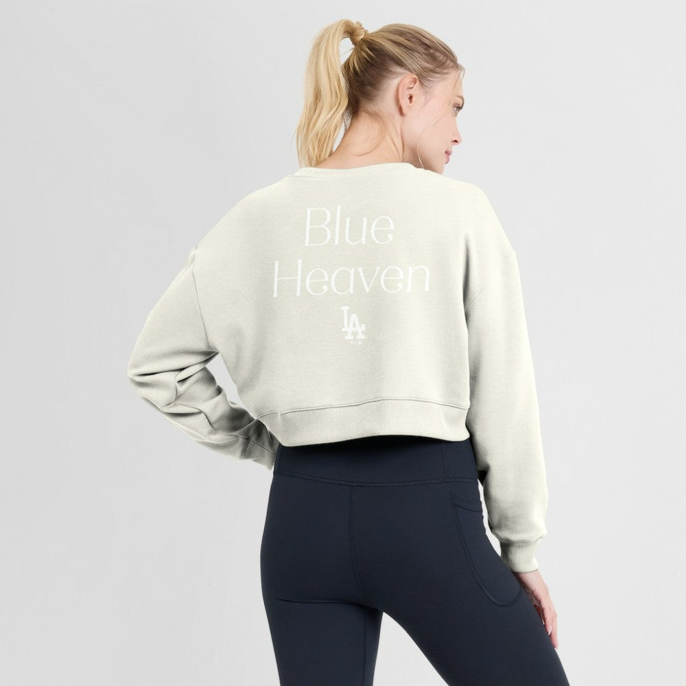 Los Angeles Dodgers Women's Studio Cropped Pullover Sweatshirt - Cream
