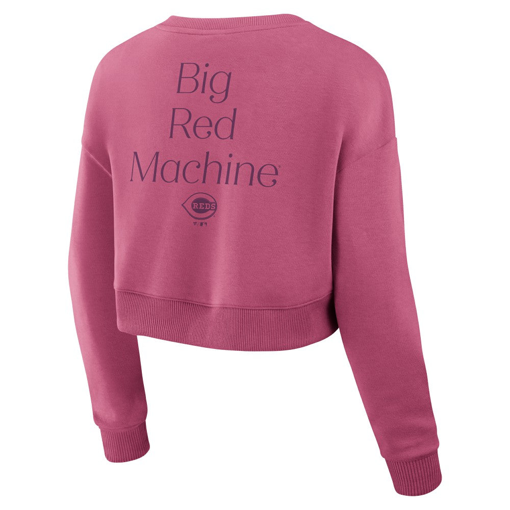 Cincinnati Reds Women's Studio Cropped Pullover Sweatshirt - Pink