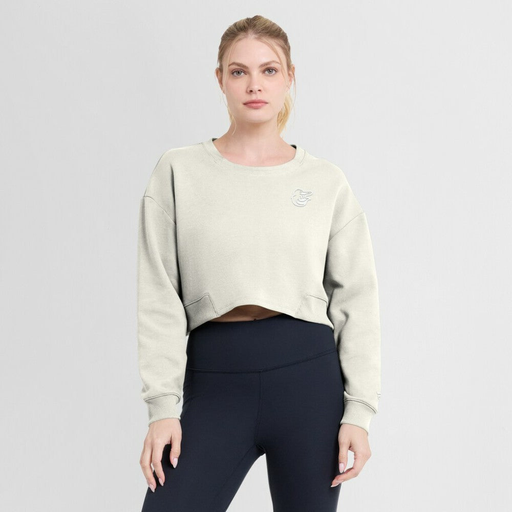 Baltimore Orioles Women's Studio Cropped Pullover Sweatshirt - Cream