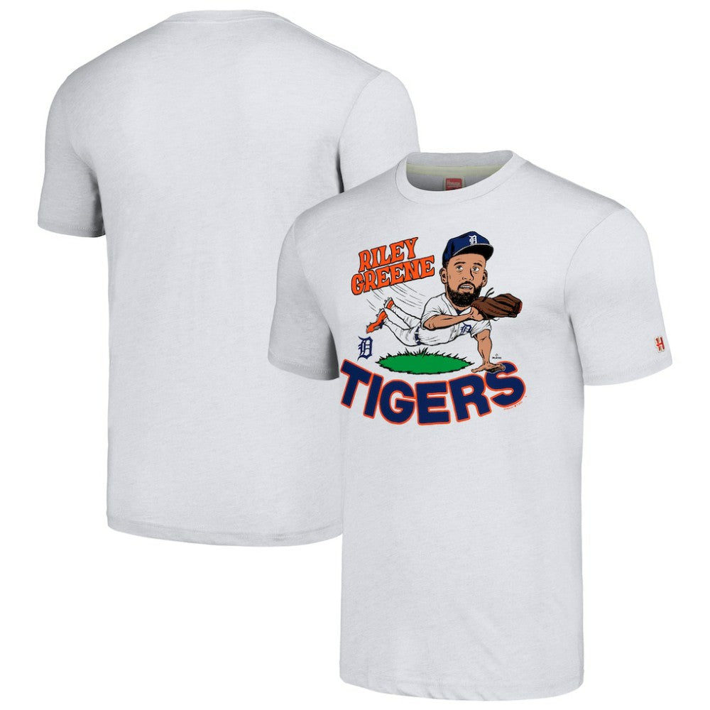 Riley Greene Detroit Tigers Homage Caricature Player Tri-Blend T-Shirt - Ash