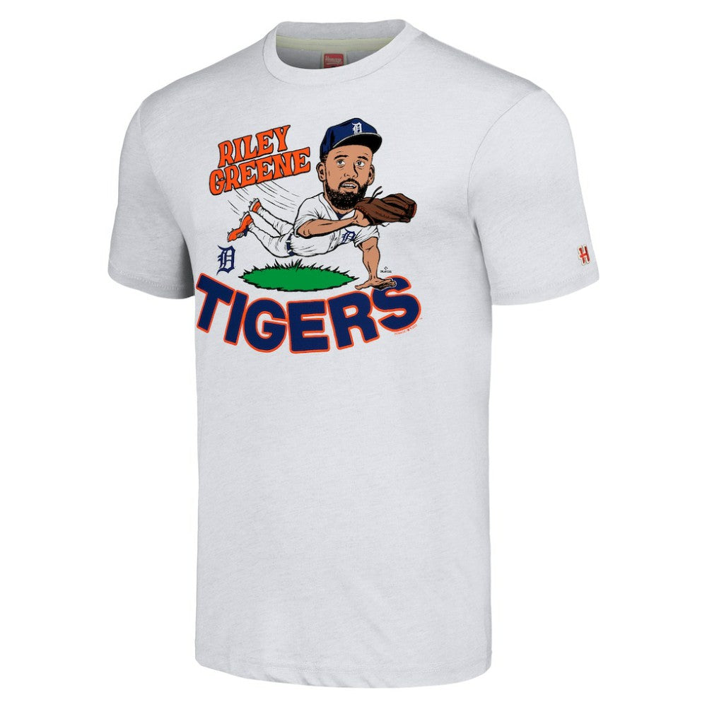 Riley Greene Detroit Tigers Homage Caricature Player Tri-Blend T-Shirt - Ash
