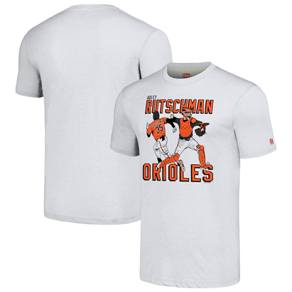 Adley Rutschman Baltimore Orioles Homage Caricature Player Tri-Blend T-Shirt - Gray