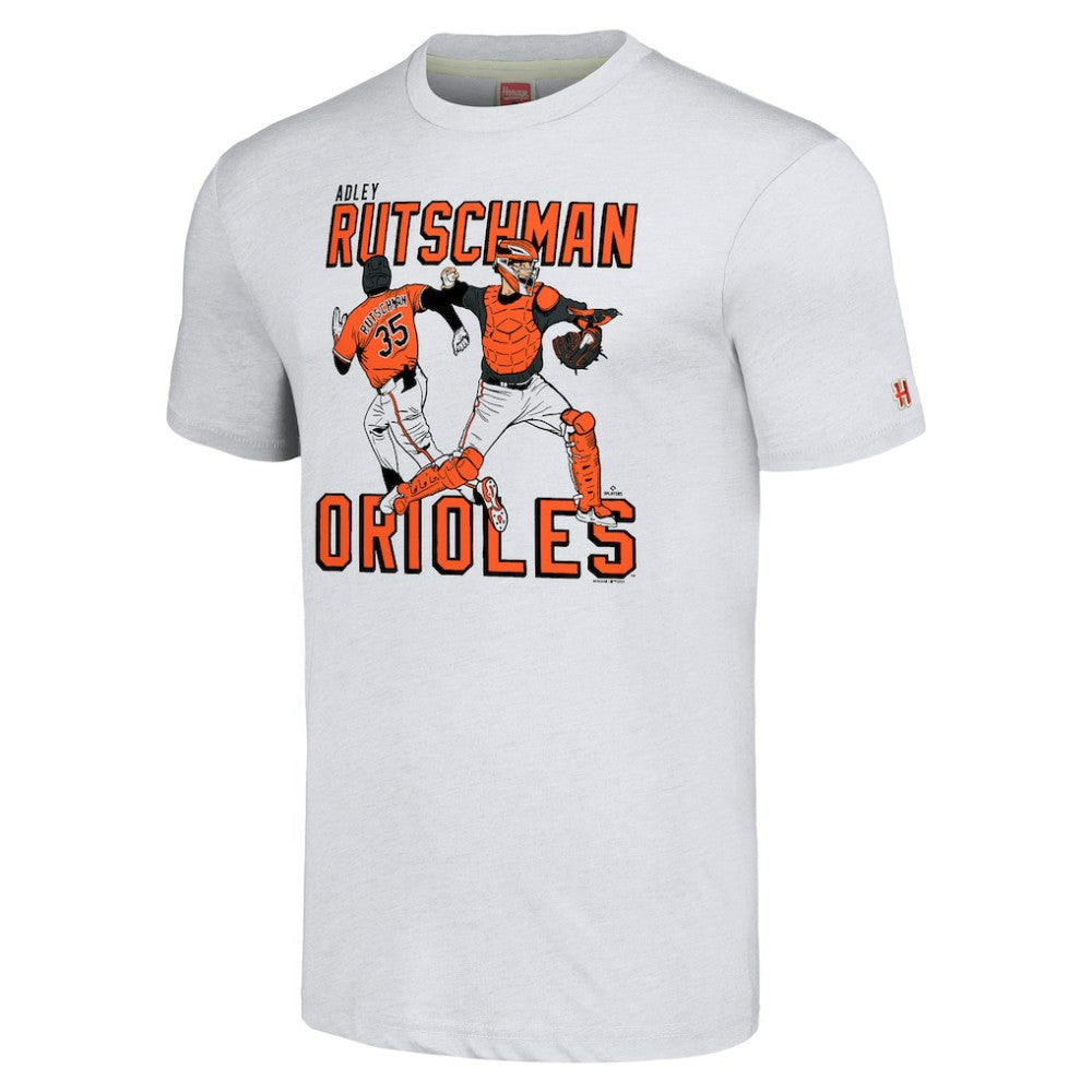 Adley Rutschman Baltimore Orioles Homage Caricature Player Tri-Blend T-Shirt - Gray