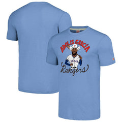 Adolis García Texas Rangers Homage Caricature Player Tri-Blend T-Shirt - Light Blue