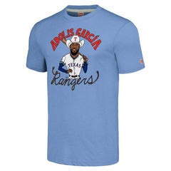 Adolis García Texas Rangers Homage Caricature Player Tri-Blend T-Shirt - Light Blue
