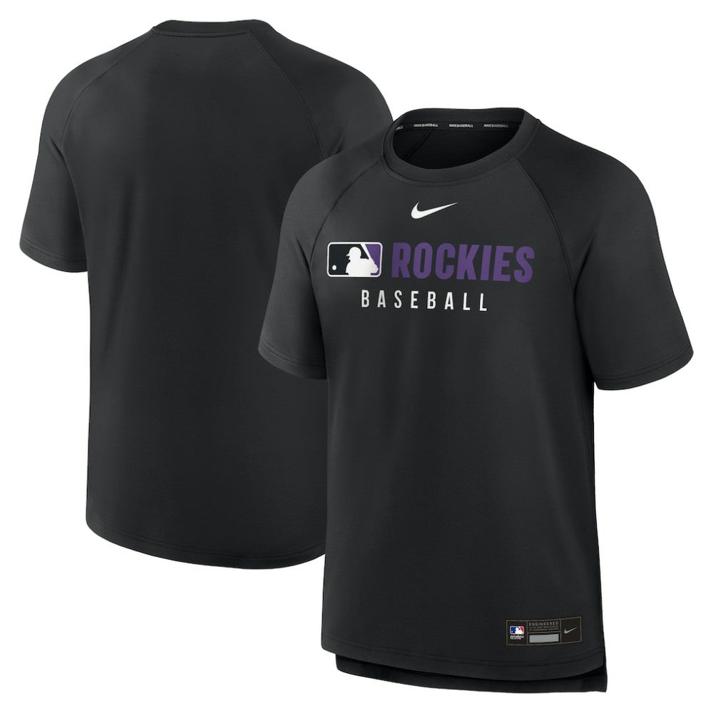 Colorado Rockies Authentic Collection Pregame Raglan Dri-FIT T-Shirt - Black | Nike