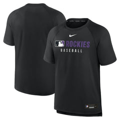 Colorado Rockies Authentic Collection Pregame Raglan Dri-FIT T-Shirt - Black | Nike