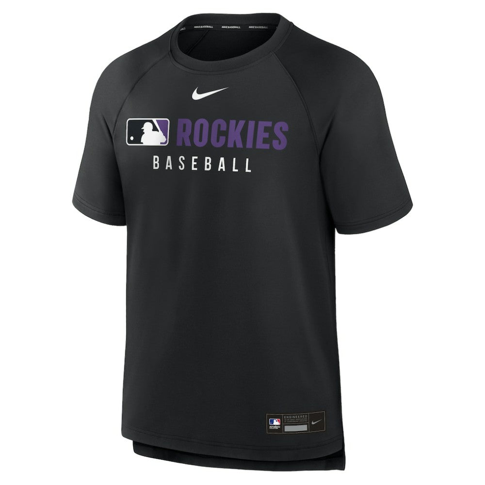 Colorado Rockies Authentic Collection Pregame Raglan Dri-FIT T-Shirt - Black | Nike