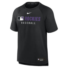 Colorado Rockies Authentic Collection Pregame Raglan Dri-FIT T-Shirt - Black | Nike
