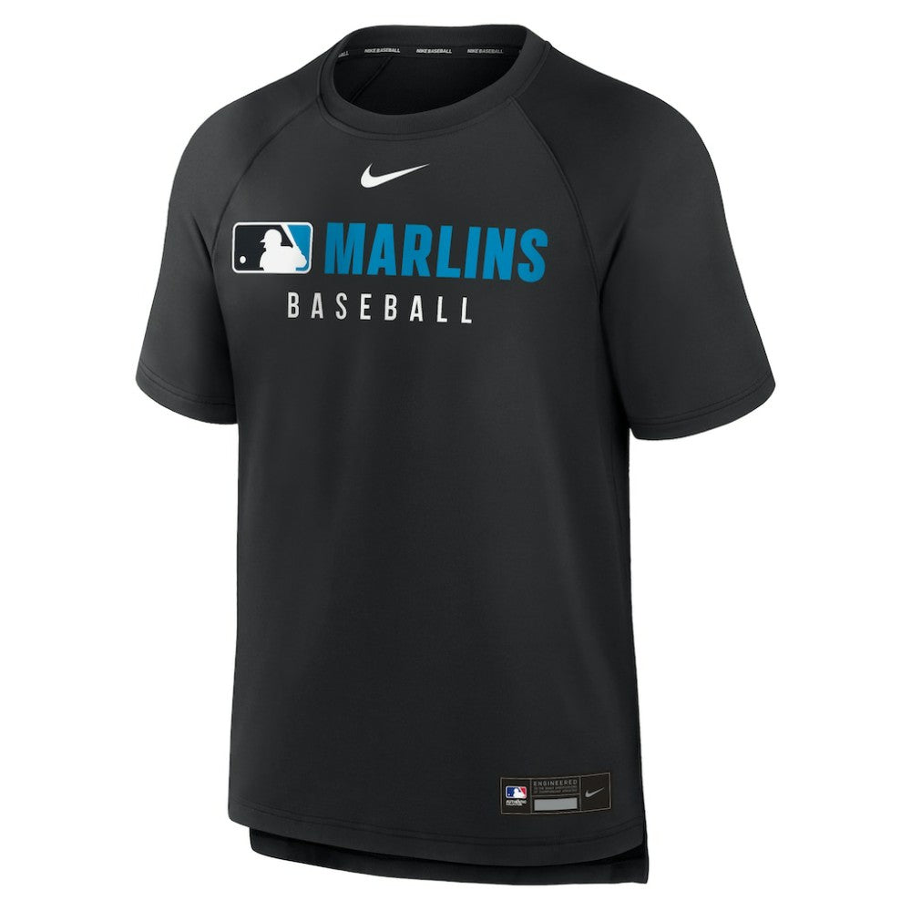 Miami Marlins Authentic Collection Pregame Raglan Dri-FIT T-Shirt - Black | Nike