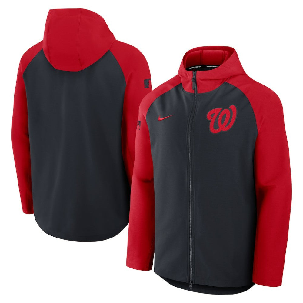 Washington Nationals Authentic Collection Raglan Performance Full-Zip Jacket - Navy/Red | Nike