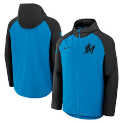 Miami Marlins Authentic Collection Raglan Performance Full-Zip Jacket - Blue/Black | Nike