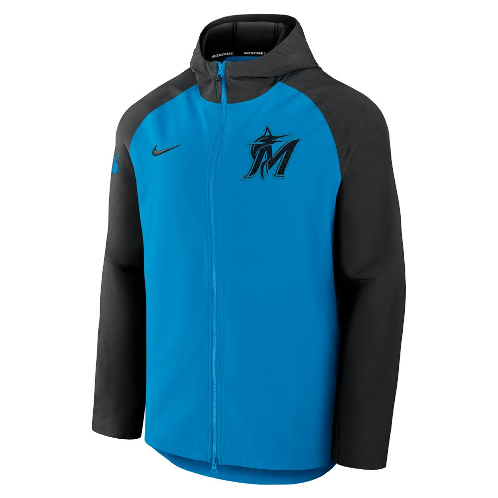 Miami Marlins Authentic Collection Raglan Performance Full-Zip Jacket - Blue/Black | Nike
