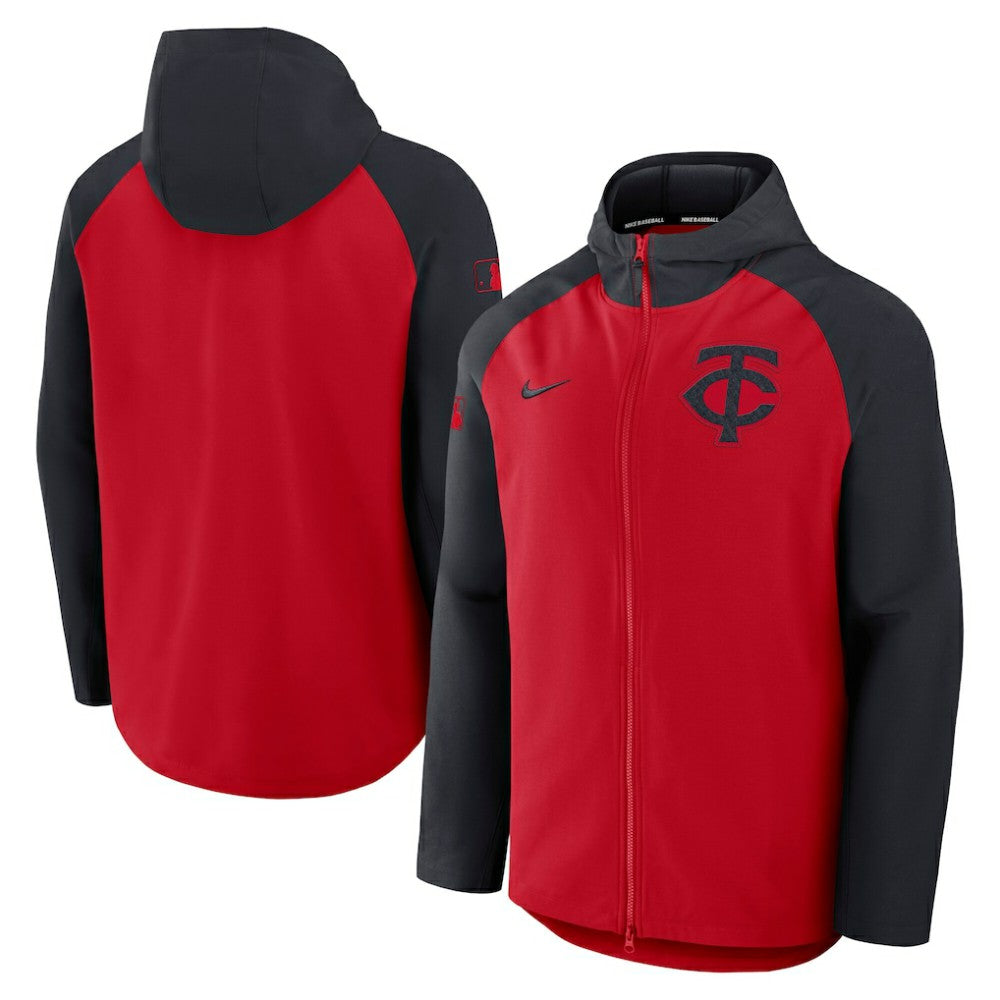 Minnesota Twins Authentic Collection Raglan Performance Full-Zip Jacket - Red/Navy | Nike