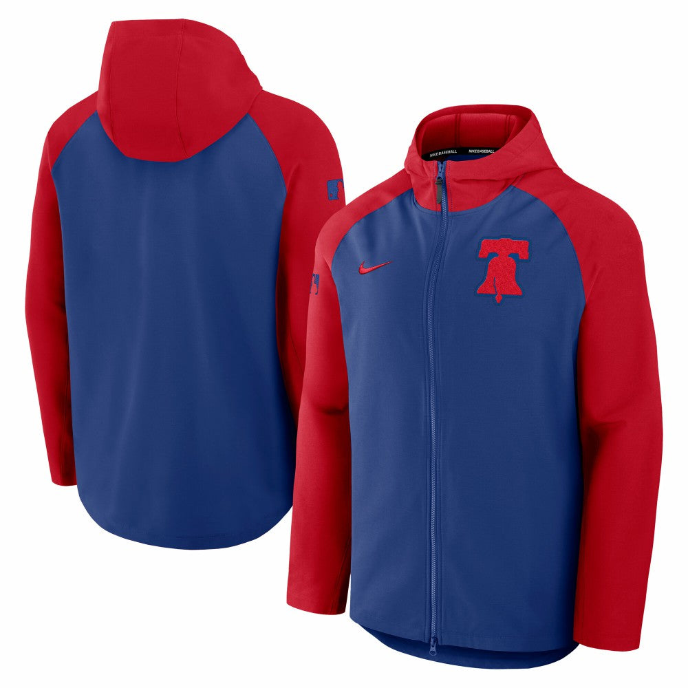 Philadelphia Phillies Authentic Collection Raglan Performance Full-Zip Jacket - Royal/Red | Nike