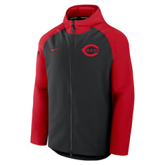 Cincinnati Reds Authentic Collection Raglan Performance Full-Zip Jacket - Black/Red | Nike