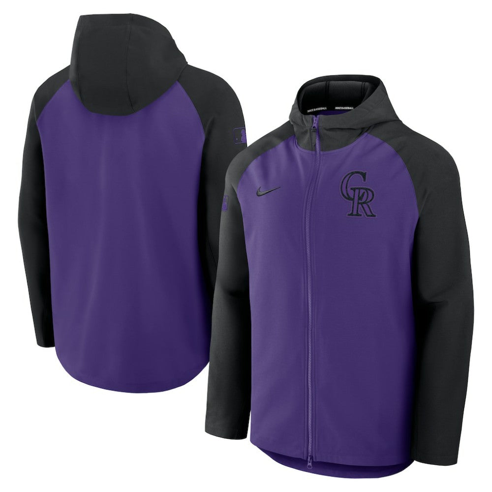 Colorado Rockies Authentic Collection Raglan Performance Full-Zip Jacket - Purple/Black | Nike
