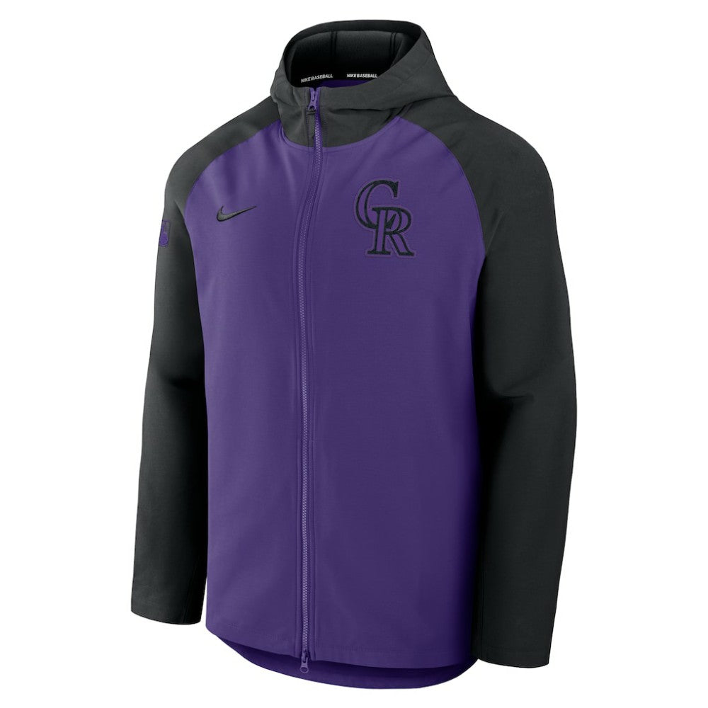 Colorado Rockies Authentic Collection Raglan Performance Full-Zip Jacket - Purple/Black | Nike