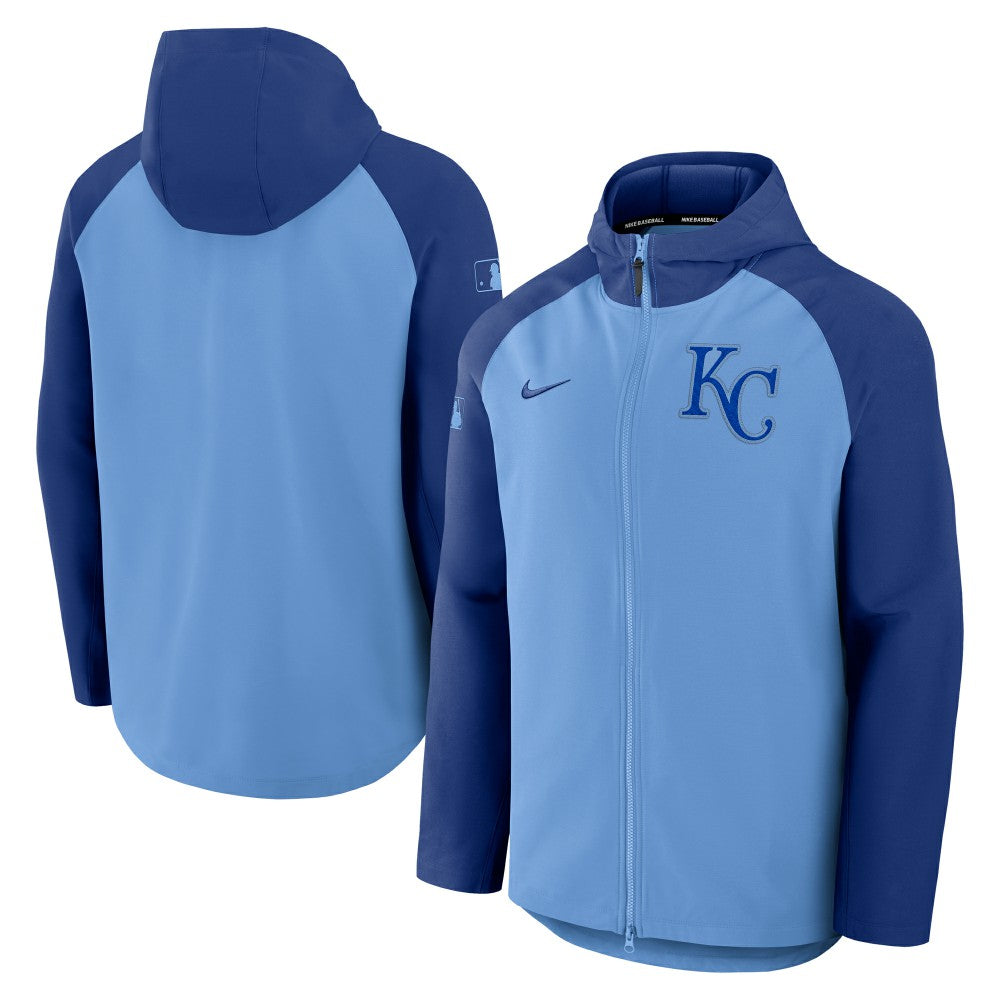 Kansas City Royals Authentic Collection Raglan Performance Full-Zip Jacket - Light Blue/Royal | Nike
