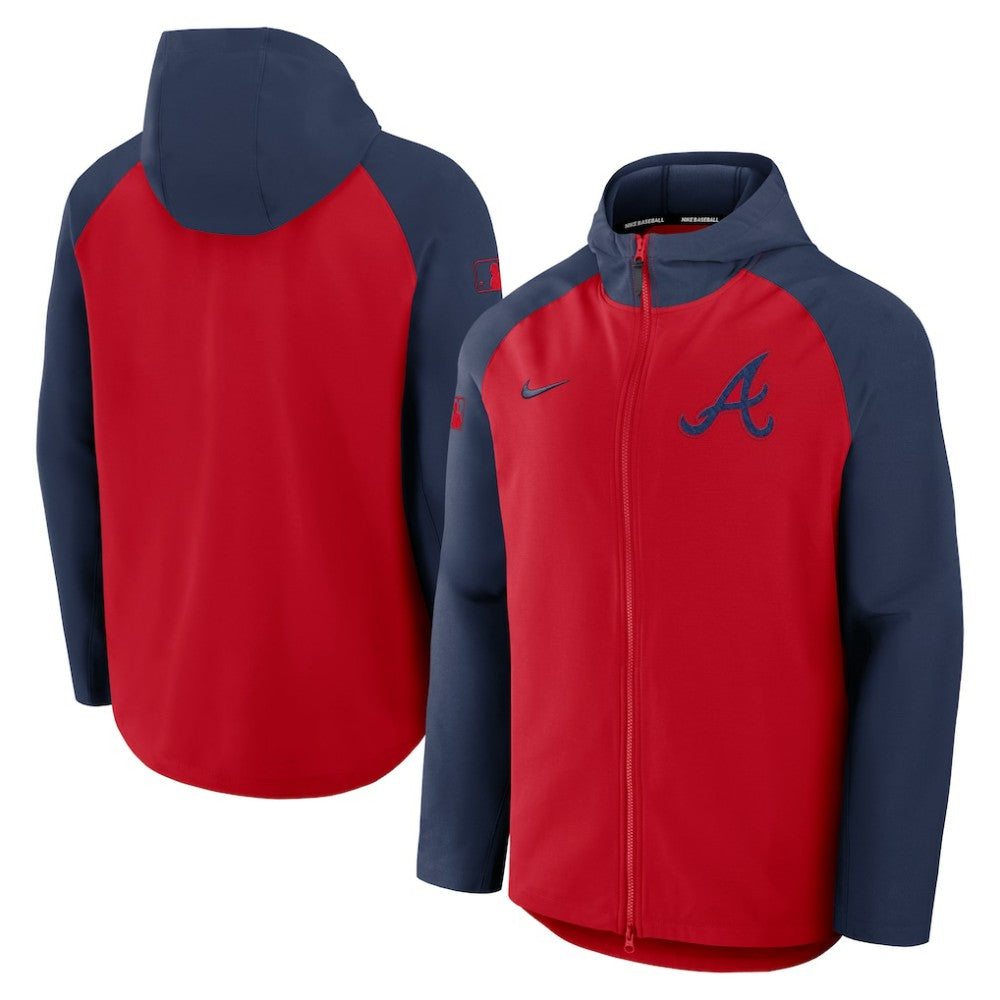 Atlanta Braves Authentic Collection Raglan Performance Full-Zip Jacket - Red/Navy | Nike