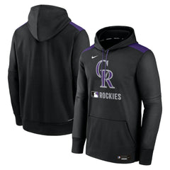 Colorado Rockies Authentic Collection Performance Pullover Hoodie - Black | Nike