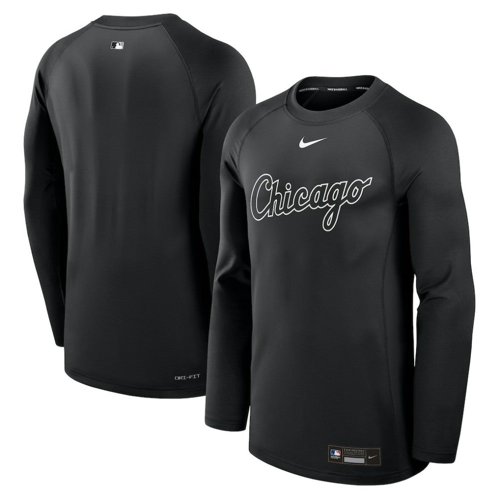 Chicago White Sox Authentic Collection Game Time Raglan Dri-FIT Long Sleeve T-Shirt - Black | Nike