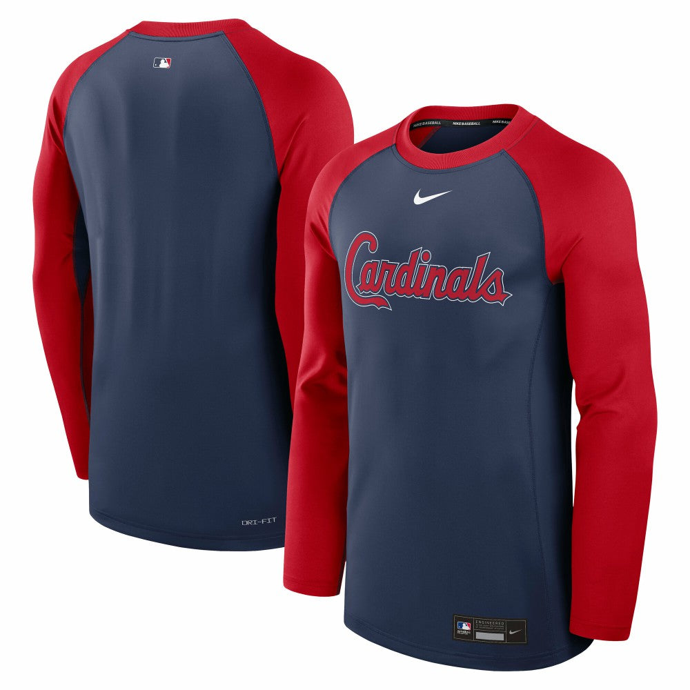 St. Louis Cardinals Authentic Collection Game Time Raglan Dri-FIT Long Sleeve T-Shirt - Navy/Red | Nike