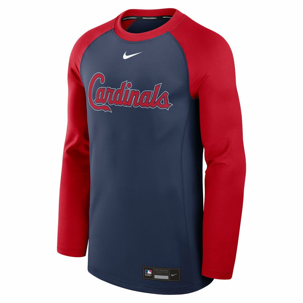 St. Louis Cardinals Authentic Collection Game Time Raglan Dri-FIT Long Sleeve T-Shirt - Navy/Red | Nike