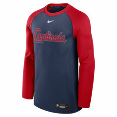 St. Louis Cardinals Authentic Collection Game Time Raglan Dri-FIT Long Sleeve T-Shirt - Navy/Red | Nike