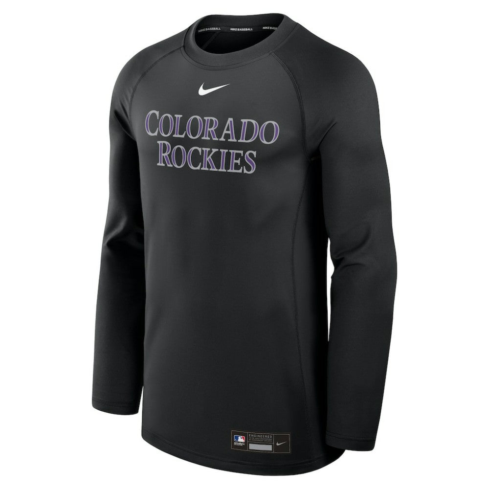 Colorado Rockies Authentic Collection Game Time Raglan Dri-FIT Long Sleeve T-Shirt - Black | Nike