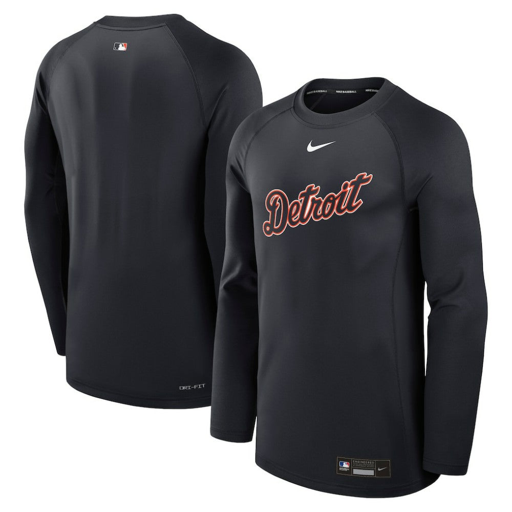 Detroit Tigers Authentic Collection Game Time Raglan Dri-FIT Long Sleeve T-Shirt - Navy | Nike
