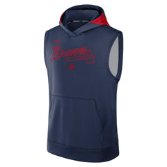 Atlanta Braves Authentic Collection Dri-FIT Sleeveless Hoodie - Navy | Nike
