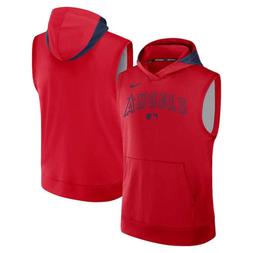 Los Angeles Angels Authentic Collection Dri-FIT Sleeveless Hoodie - Red | Nike
