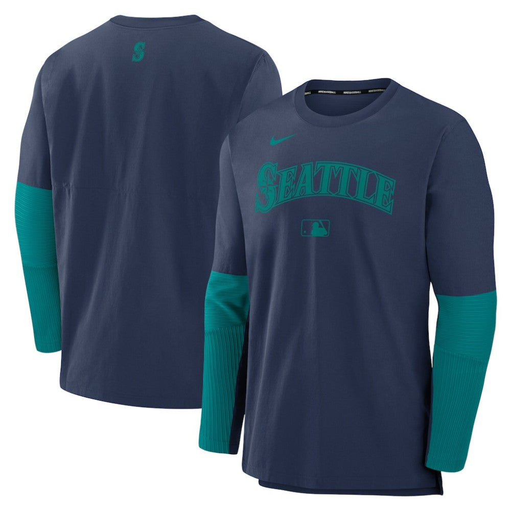 Seattle Mariners Authentic Collection Player Dri-FIT Lightweight Pullover  - Navy/Teal | Nike