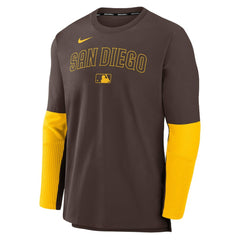 San Diego Padres Authentic Collection Player Dri-FIT Lightweight Pullover  - Brown/Gold | Nike