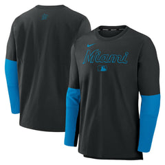 Miami Marlins Authentic Collection Player Dri-FIT Lightweight Pullover  - Black | Nike