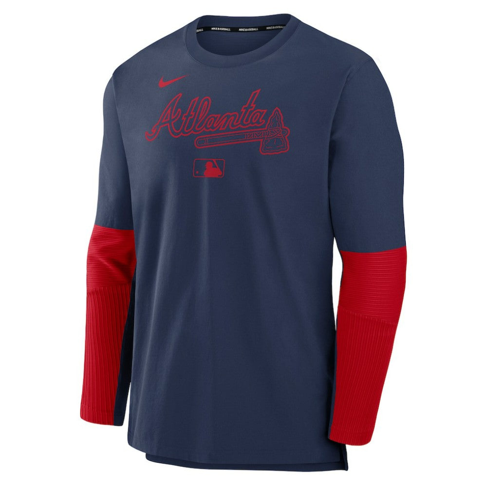 Atlanta Braves Authentic Collection Player Dri-FIT Lightweight Pullover  - Navy/Red | Nike