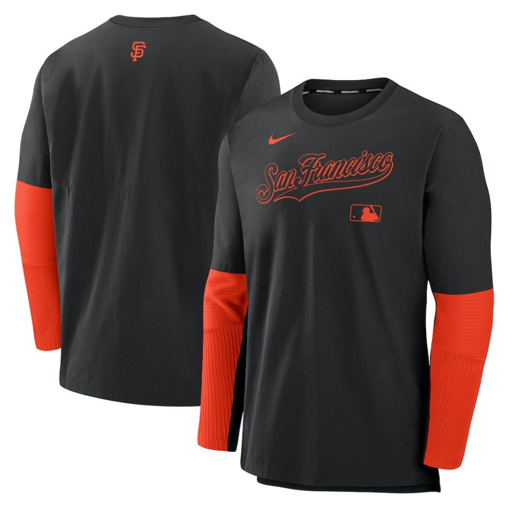 San Francisco Giants Authentic Collection Player Dri-FIT Lightweight Pullover  - Black/Orange | Nike