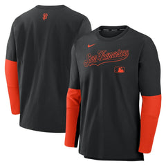 San Francisco Giants Authentic Collection Player Dri-FIT Lightweight Pullover  - Black/Orange | Nike