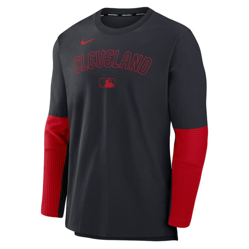 Cleveland Guardians Authentic Collection Player Dri-FIT Lightweight Pullover  - Navy/Red | Nike