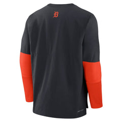 Detroit Tigers Authentic Collection Player Dri-FIT Lightweight Pullover  - Navy/Orange | Nike