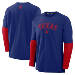 Texas Rangers Authentic Collection Player Dri-FIT Lightweight Pullover  - Royal/Red | Nike